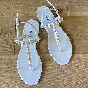 Stuart Weitzman jelly pearl flats.